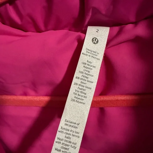 Lululemon Womens Pink Puffer Vest size 2 - Picture 3 of 6